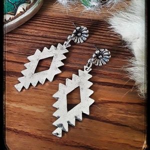 Antique Silver Tribal Post Earrings